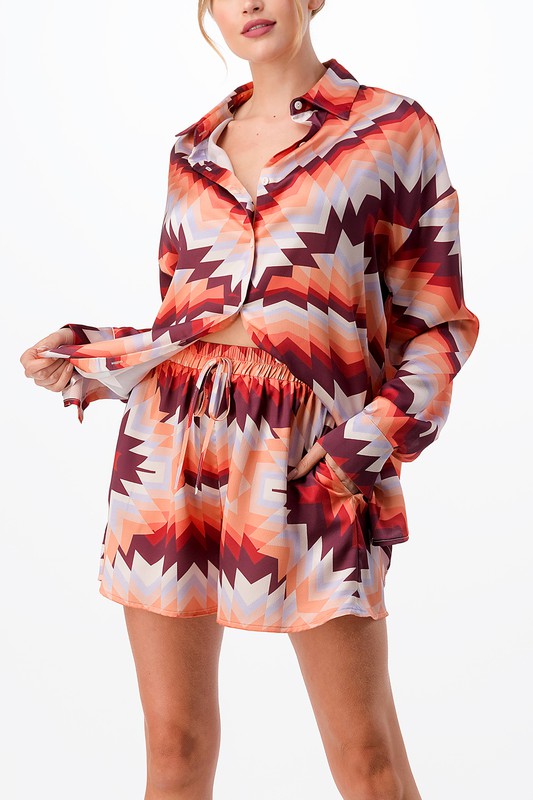 Relaxed Shirt With Shorts Set - Orange-200 Dresses/Jumpsuits/Rompers-Her Bottari-Coastal Bloom Boutique, find the trendiest versions of the popular styles and looks Located in Indialantic, FL