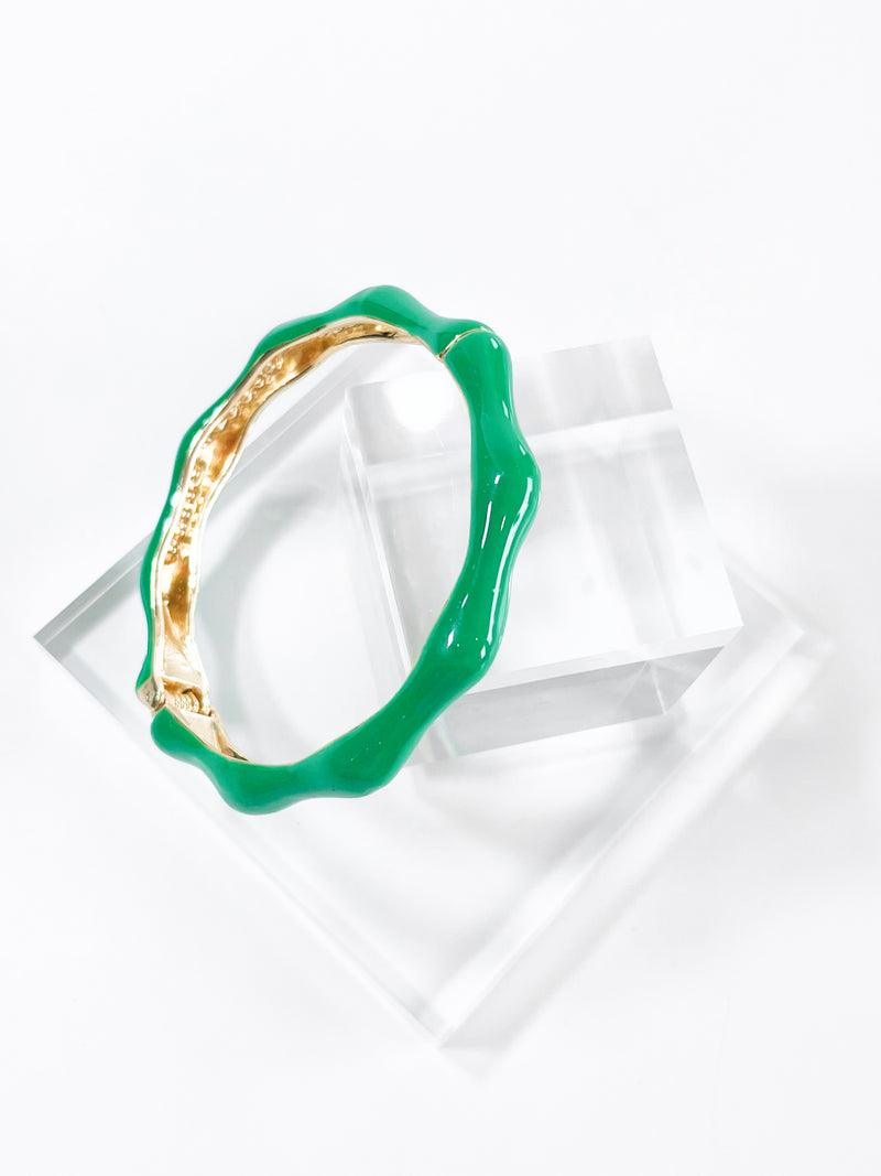 Enamel Bamboo Hinge Bracelet - Green-230 Jewelry-Golden Stella-Coastal Bloom Boutique, find the trendiest versions of the popular styles and looks Located in Indialantic, FL