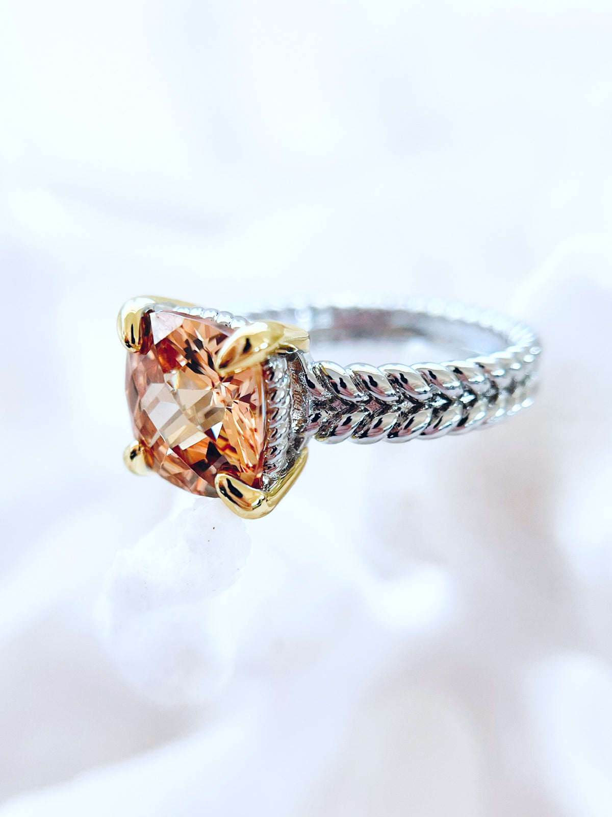 Cushion Braided Band Ring - Light Topaz-230 Jewelry-NYC-Coastal Bloom Boutique, find the trendiest versions of the popular styles and looks Located in Indialantic, FL