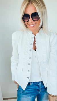 Richmond Denim Jacket - Ivory-160 Jackets-Andree By Unit-Coastal Bloom Boutique, find the trendiest versions of the popular styles and looks Located in Indialantic, FL