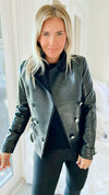 Moto Faux Leather Collar Jacket - Black-160 Jackets-ShopIrisBasic-Coastal Bloom Boutique, find the trendiest versions of the popular styles and looks Located in Indialantic, FL