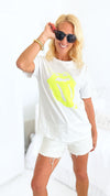 Italian Rock n Roll Graphic Top - Neon Yellow-120 Graphic-Yolly-Coastal Bloom Boutique, find the trendiest versions of the popular styles and looks Located in Indialantic, FL