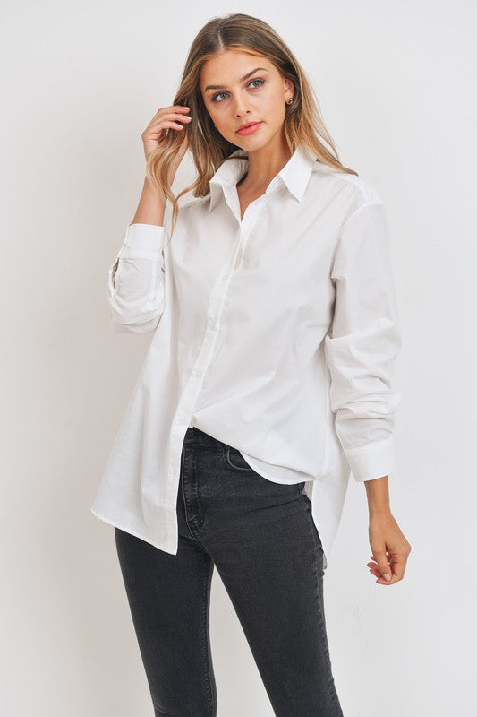 Jamie's Boyfriend White Button Down Shirt-130 Long Sleeve Tops-Cherish-Coastal Bloom Boutique, find the trendiest versions of the popular styles and looks Located in Indialantic, FL